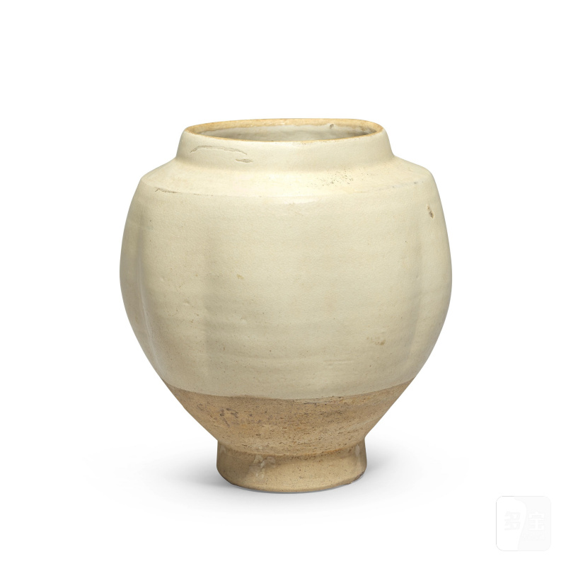 宋 磁州窯白釉罐 | A CIZHOU WHITE-GLAZED LOBED JAR